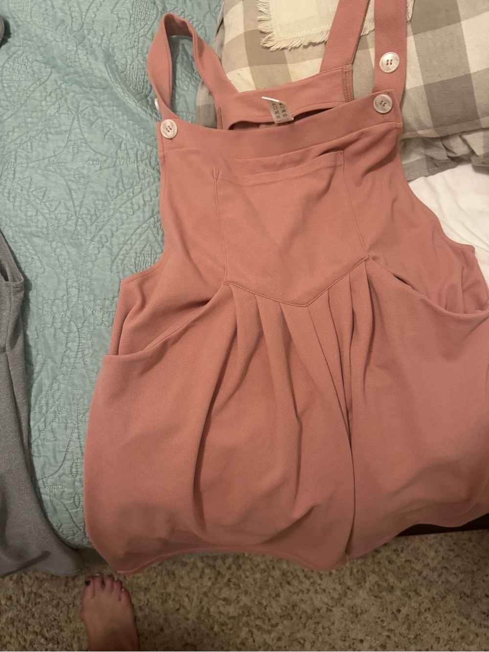 HALARA Dusty Rose Pinafore Mini Shorts with Button Straps